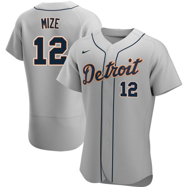 Men's Detroit Tigers #12 Casey Mize Grey Flex Base Stitched Jersey Men's Detroit Tigers #12 Casey Mize Grey Flex Base Stitched Jersey